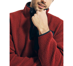 Nautica Fleece Quarter-button Pullover Deep Crimson thumbnail 3