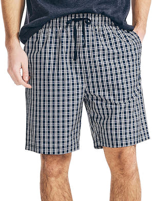 Nautica Gray Plaid Pajama Shorts Navy