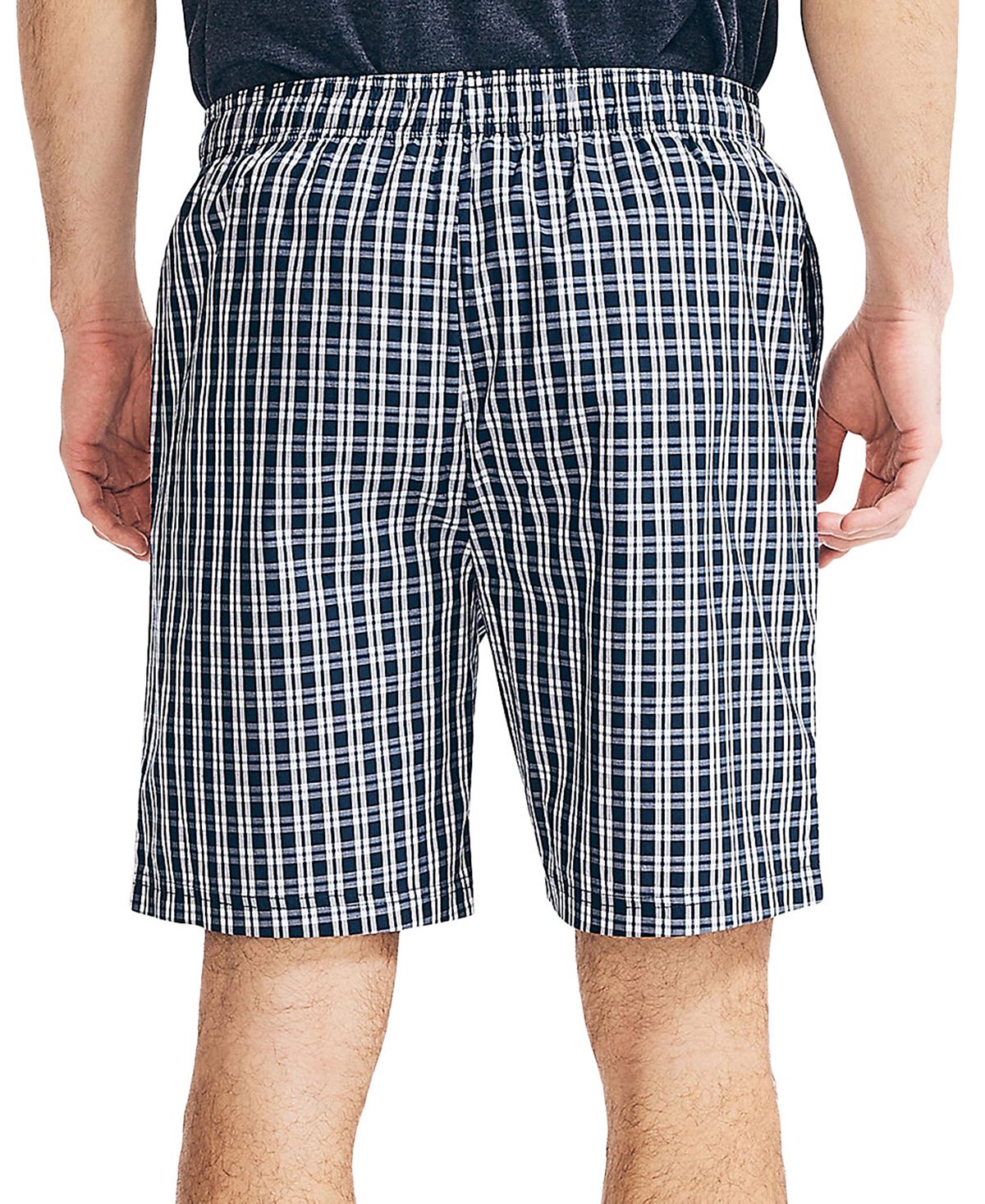Nautica Gray Plaid Pajama Shorts Navy