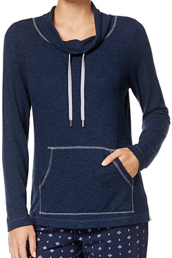 Nautica Heather-Navy Cowl-Neck Knit Lounge Top thumbnail 1