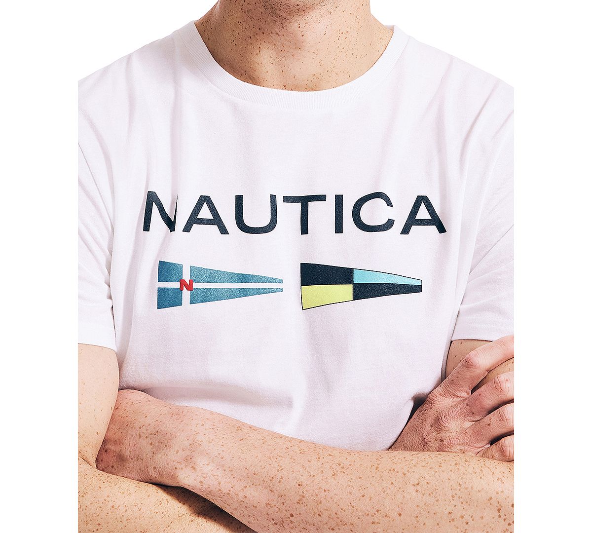Nautica Logo And Flag T-shirt Bright White