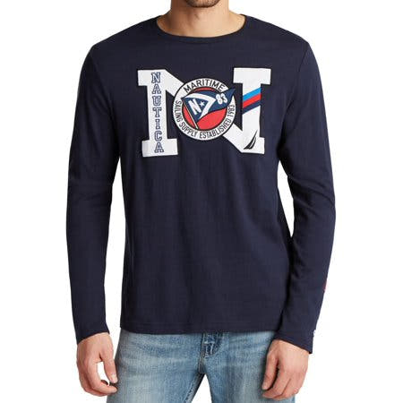 Nautica Mens T-Shirts Large Embroidered Logo Graphic Tee L Blue Other