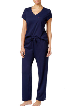 Nautica Navy-Blue V-Neck Lounge Tee thumbnail 2