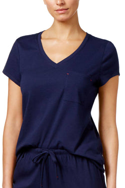 Nautica Navy-Blue V-Neck Lounge Tee thumbnail 1