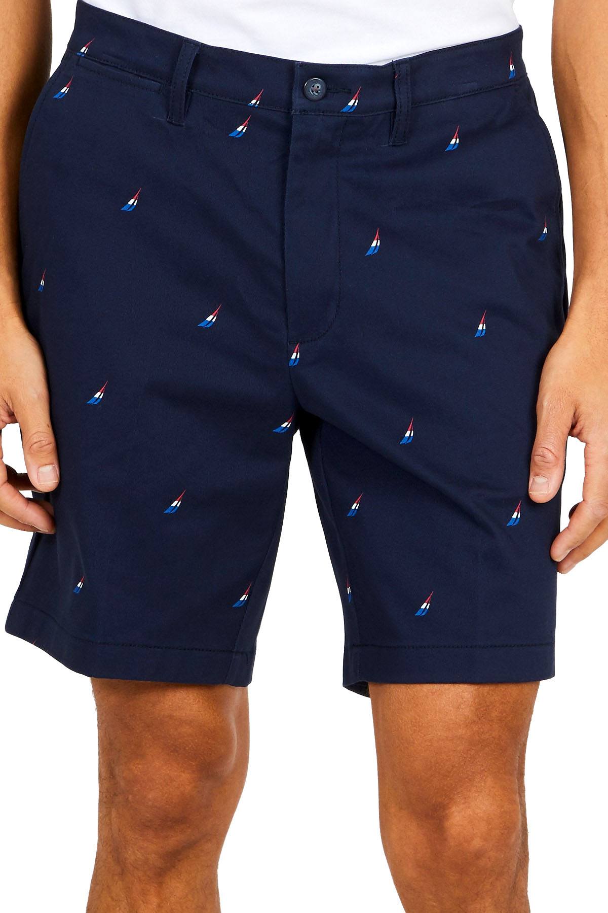 Nautica Navy Logo-Embroidered Racer 8.5'' Classic-Fit Stretch Short