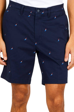 Nautica Navy Logo-Embroidered Racer 8.5'' Classic-Fit Stretch Short thumbnail 1