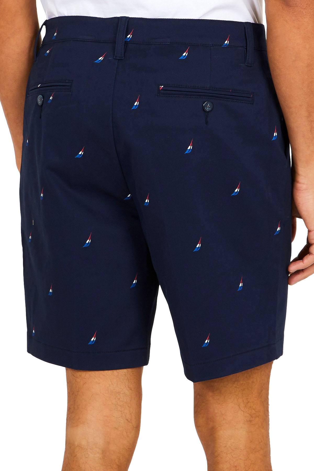 Nautica Navy Logo-Embroidered Racer 8.5'' Classic-Fit Stretch Short