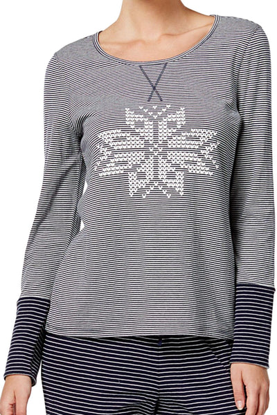 Nautica Navy Stripe/Snowflake Reversible Lounge Top