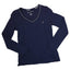 Nautica Navy V-Neck Cotton-Blend Long-Sleeve Lounge Tee