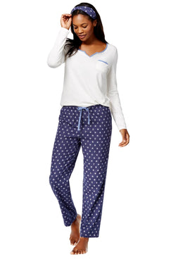 Nautica Navy/White Anchor/Snowflake-Print 3-Piece Sleepwear Set thumbnail 1