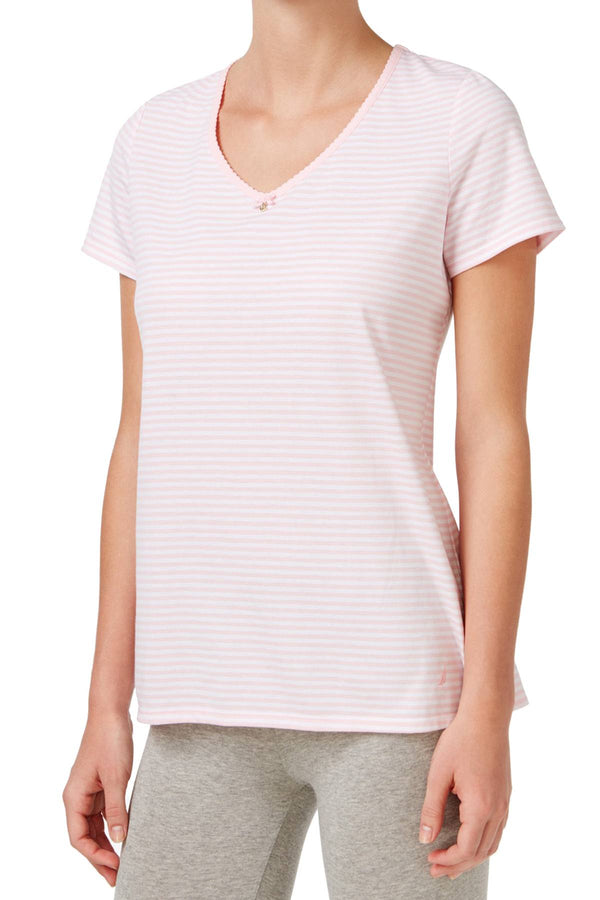 Nautica Orchid-Pink Striped Lounge Tee