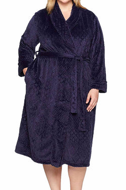 Nautica PLUS Eclipse-Blue Plush Textured Robe thumbnail 1