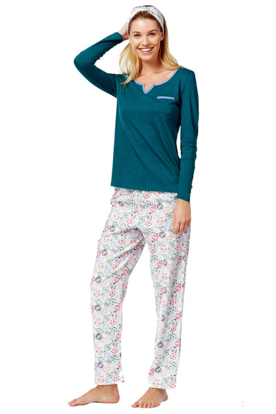 Nautica PLUS Green/Creme Knit/Flannel 3-Piece Pajama Set