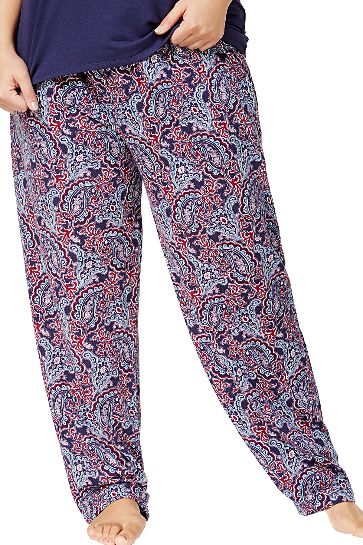 Nautica PLUS Navy/Paisley Stretch-Jersey Pajama Pant