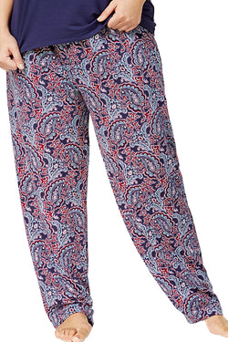 Nautica PLUS Navy/Paisley Stretch-Jersey Pajama Pant thumbnail 1