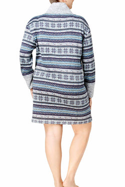 Nautica PLUS Navy-Print Turtleneck Sweater-Knit Sleep Dress thumbnail 2