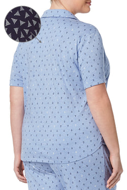 Nautica PLUS Navy Sail Print Short Sleeve PJ Top thumbnail 2