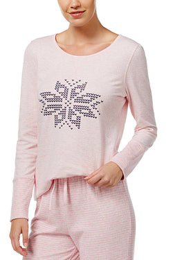 Nautica Pink-Heather Reversible Snowflake Lounge Top thumbnail 1