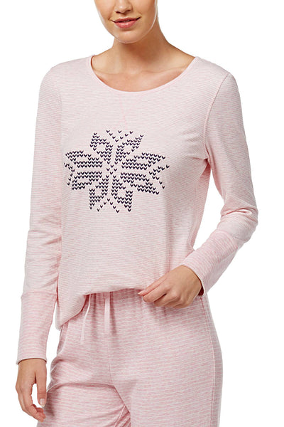 Nautica Pink-Heather Reversible Snowflake Lounge Top