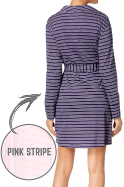 Nautica Pink-Striped Shawl-Collar Robe thumbnail 4