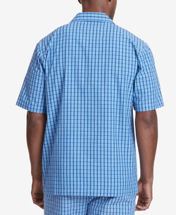 Nautica Plaid Cotton Pajama Shirt French Blue thumbnail 2