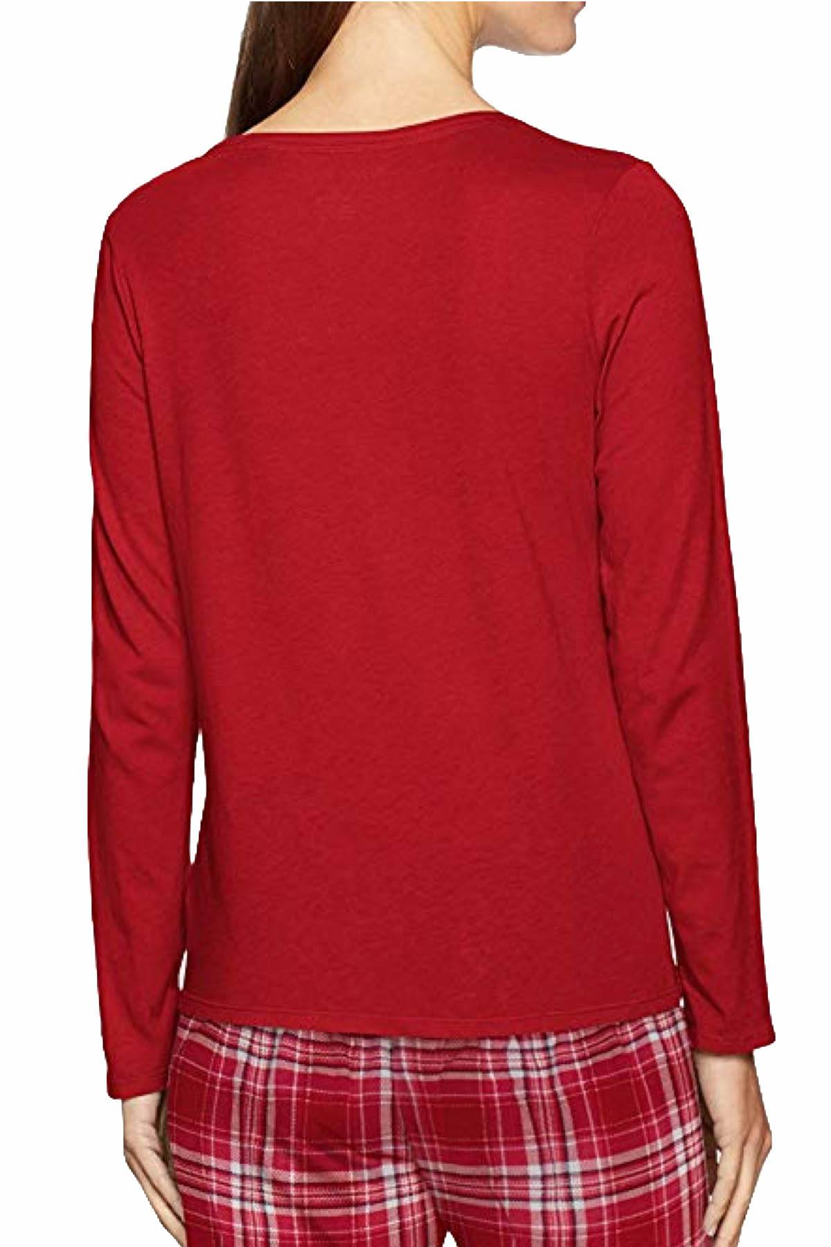 Nautica Red Cotton-Blend V-Neck Lounge Top