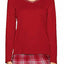 Nautica Red Cotton-Blend V-Neck Lounge Top