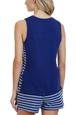 Nautica Royal-Blue Side-Striped Lounge Tank thumbnail 3