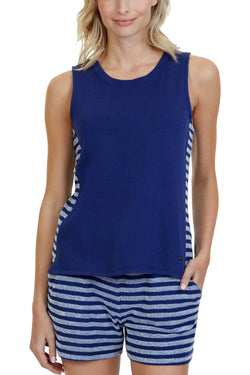 Nautica Royal-Blue Side-Striped Lounge Tank thumbnail 2