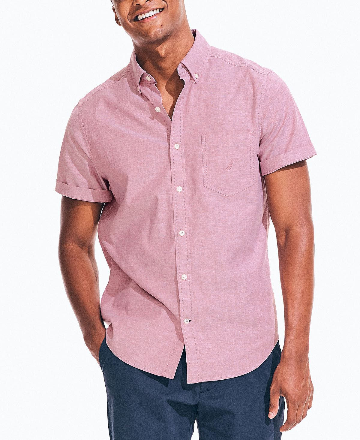 Nautica Short-sleeve Oxford Shirt Deep Crimson