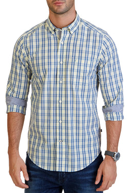 Nautica Soft Yellow Ground Plaid Poplin Shirt thumbnail 1