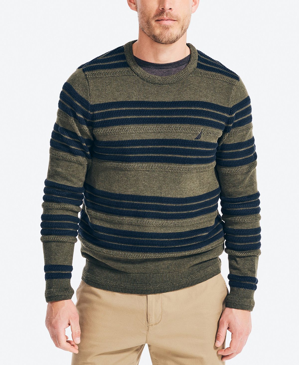 Nautica Striped Sweater Forest Night Heather