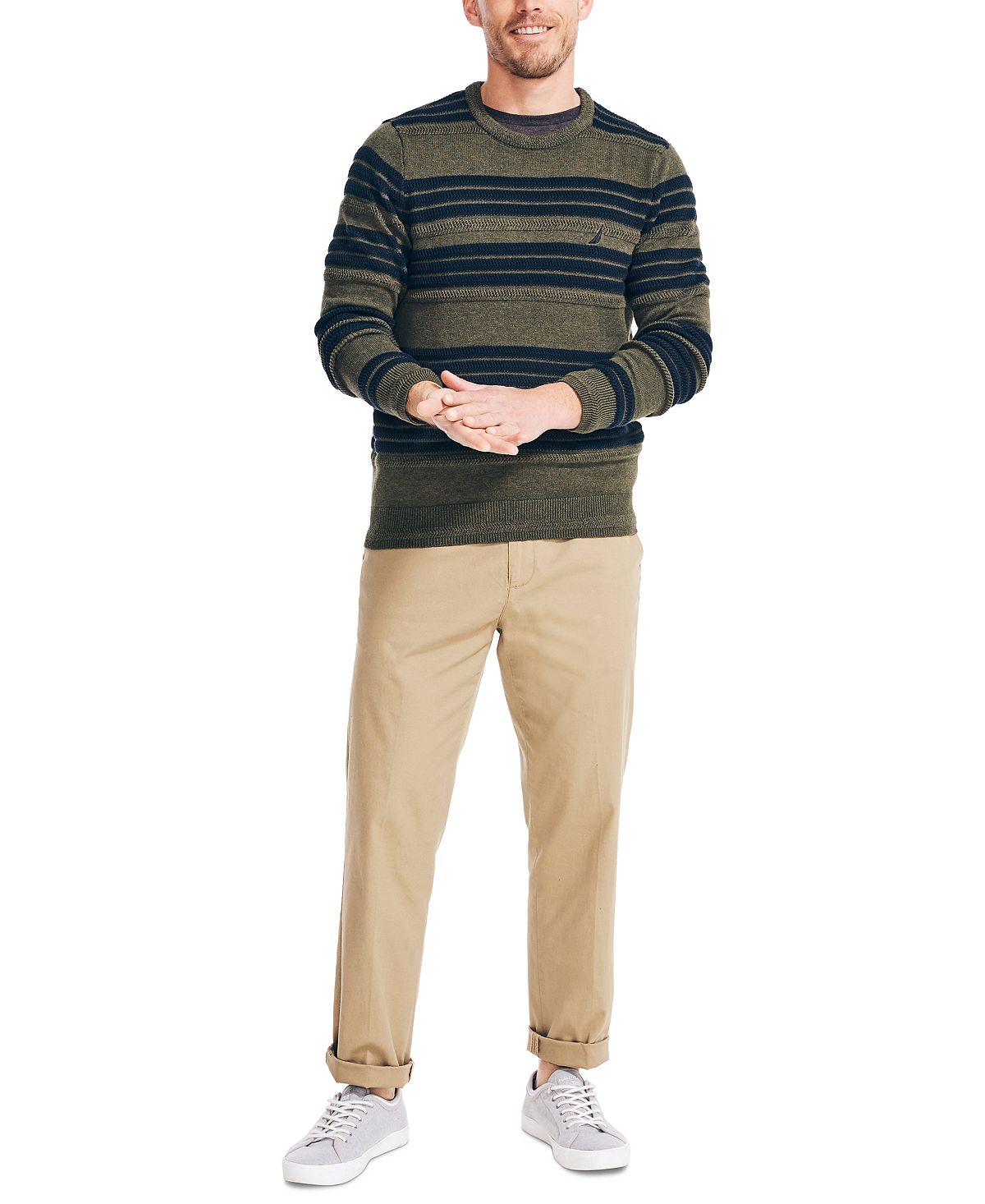 Nautica Striped Sweater Forest Night Heather