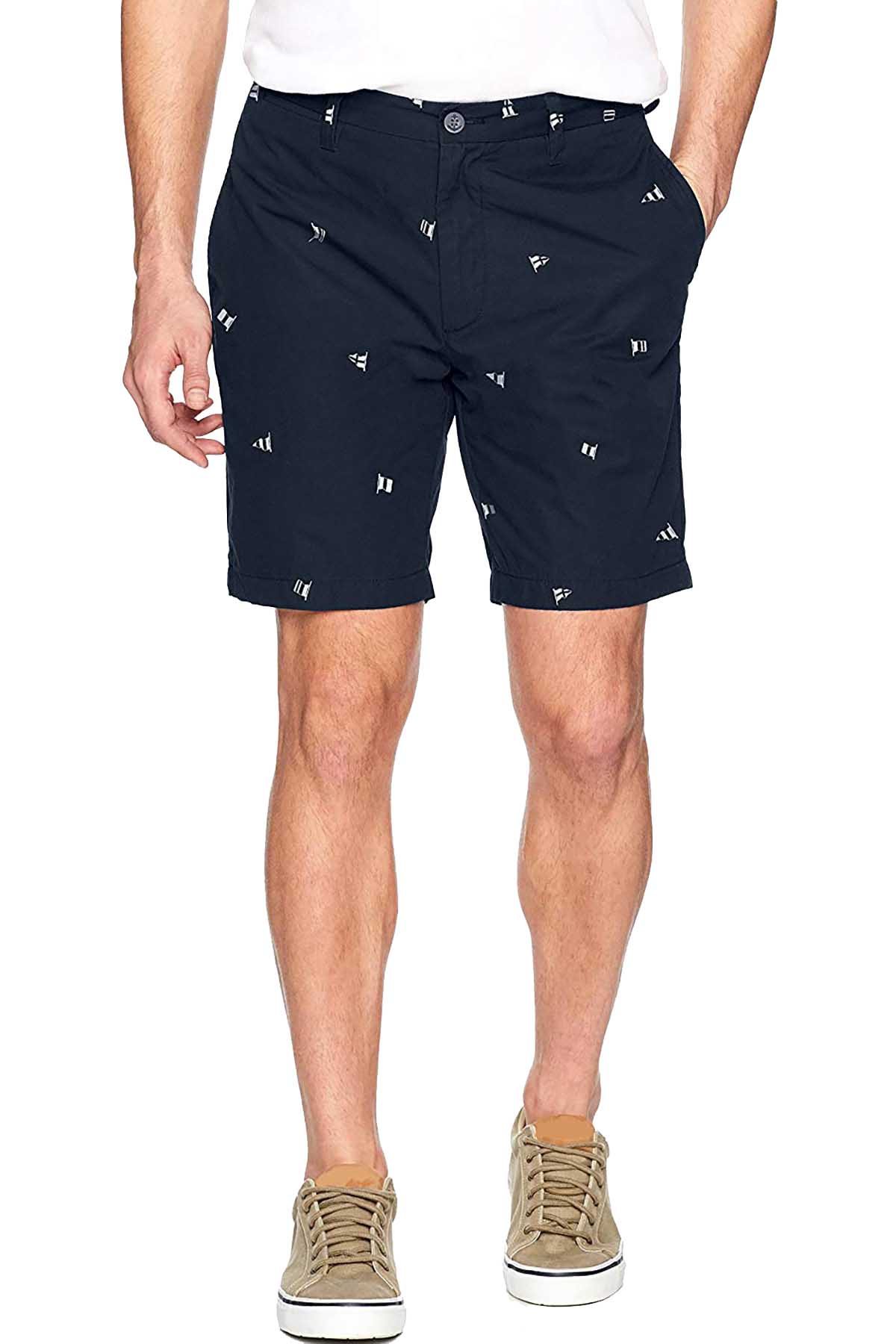 Nautica True-Navy Flag-Print Critter Deck Short