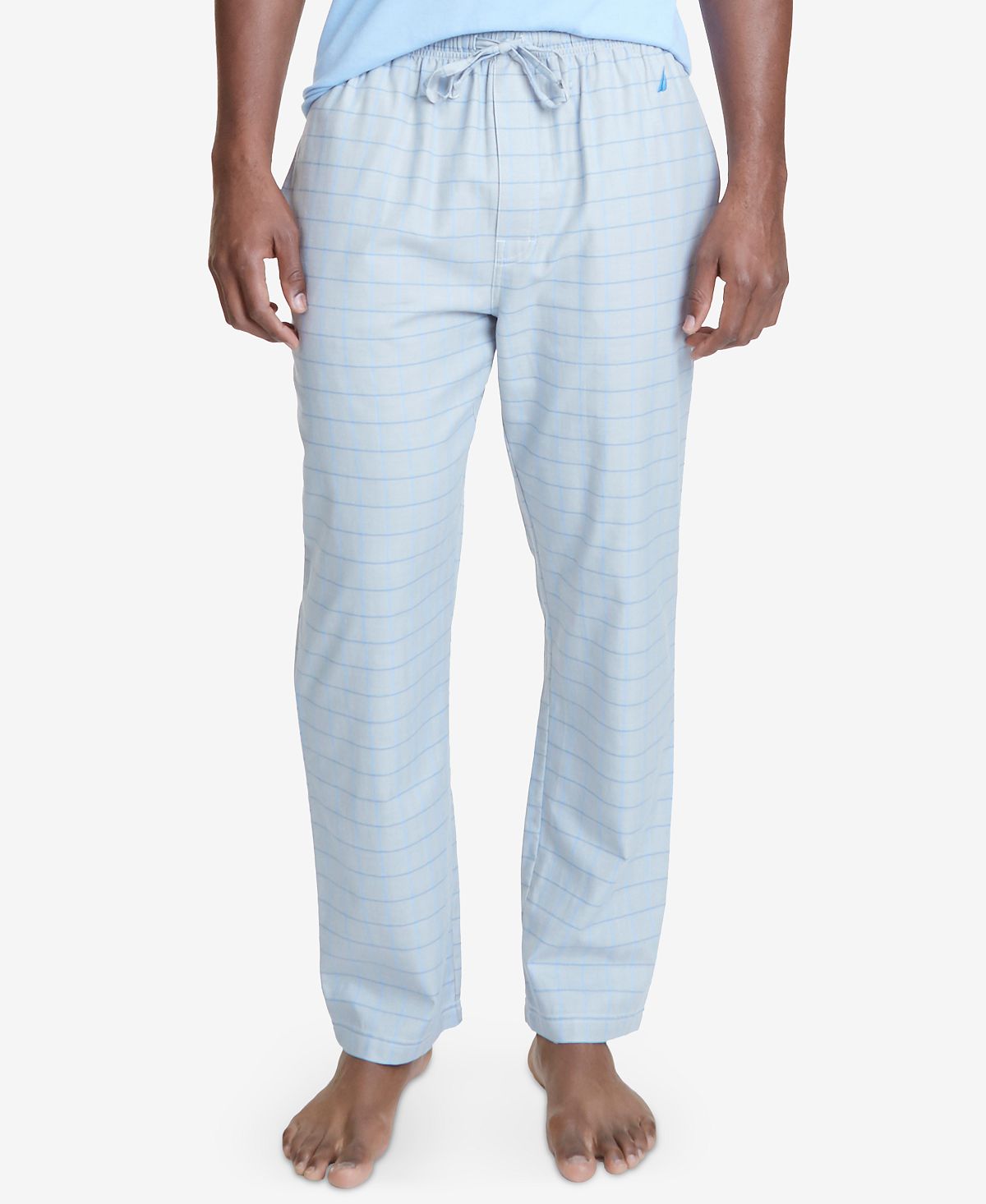 Nautica Windowpane Plaid Cotton Pajama Pants Natural Grey