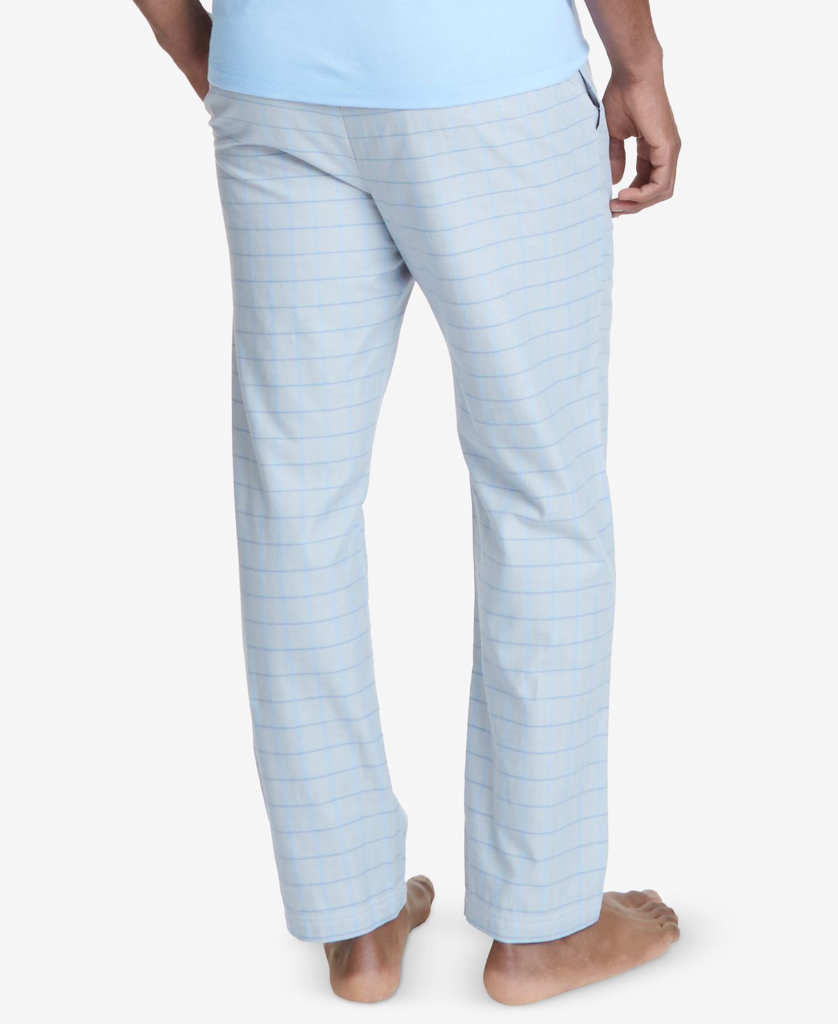 Nautica Windowpane Plaid Cotton Pajama Pants Natural Grey