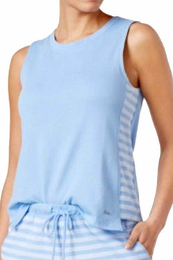 Nautical Laguna-Blue Vented Side-Stripe Lounge Tank thumbnail 1