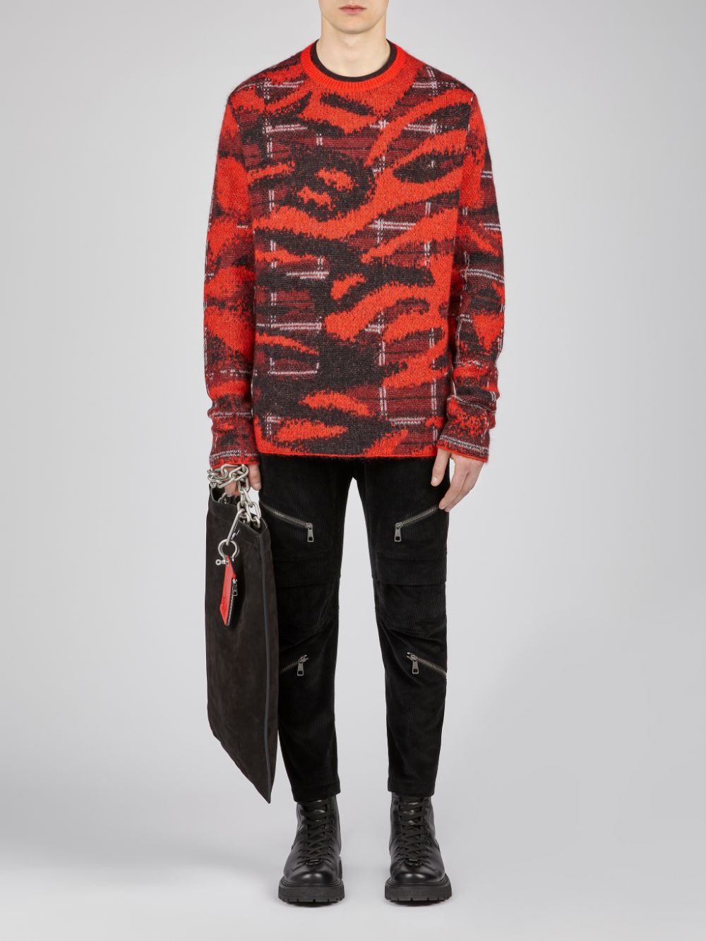 Neil Barrett Red and black Abstract Sweater