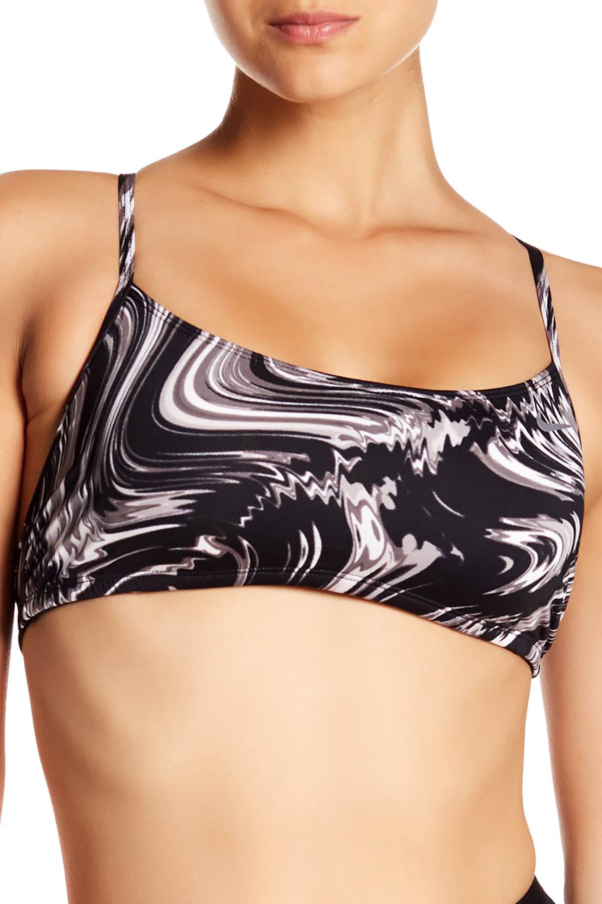 Nike Black/White Marble-Print Reversible Bikini Top