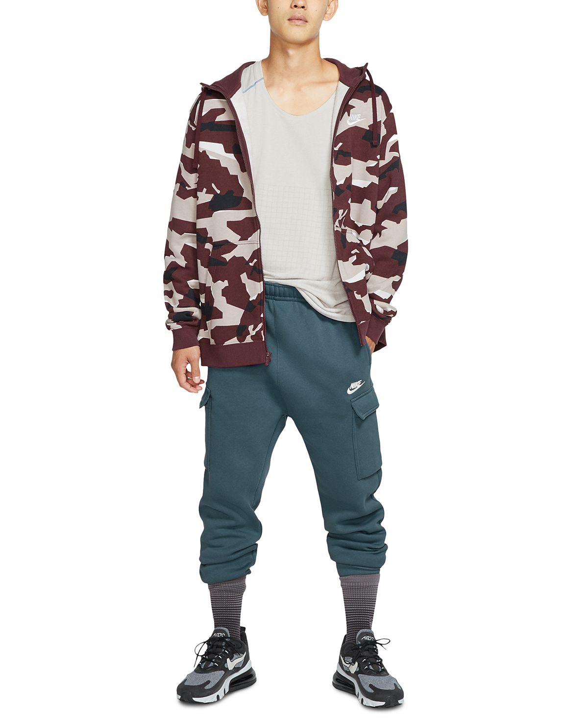 nike club fleece cargo joggers blue