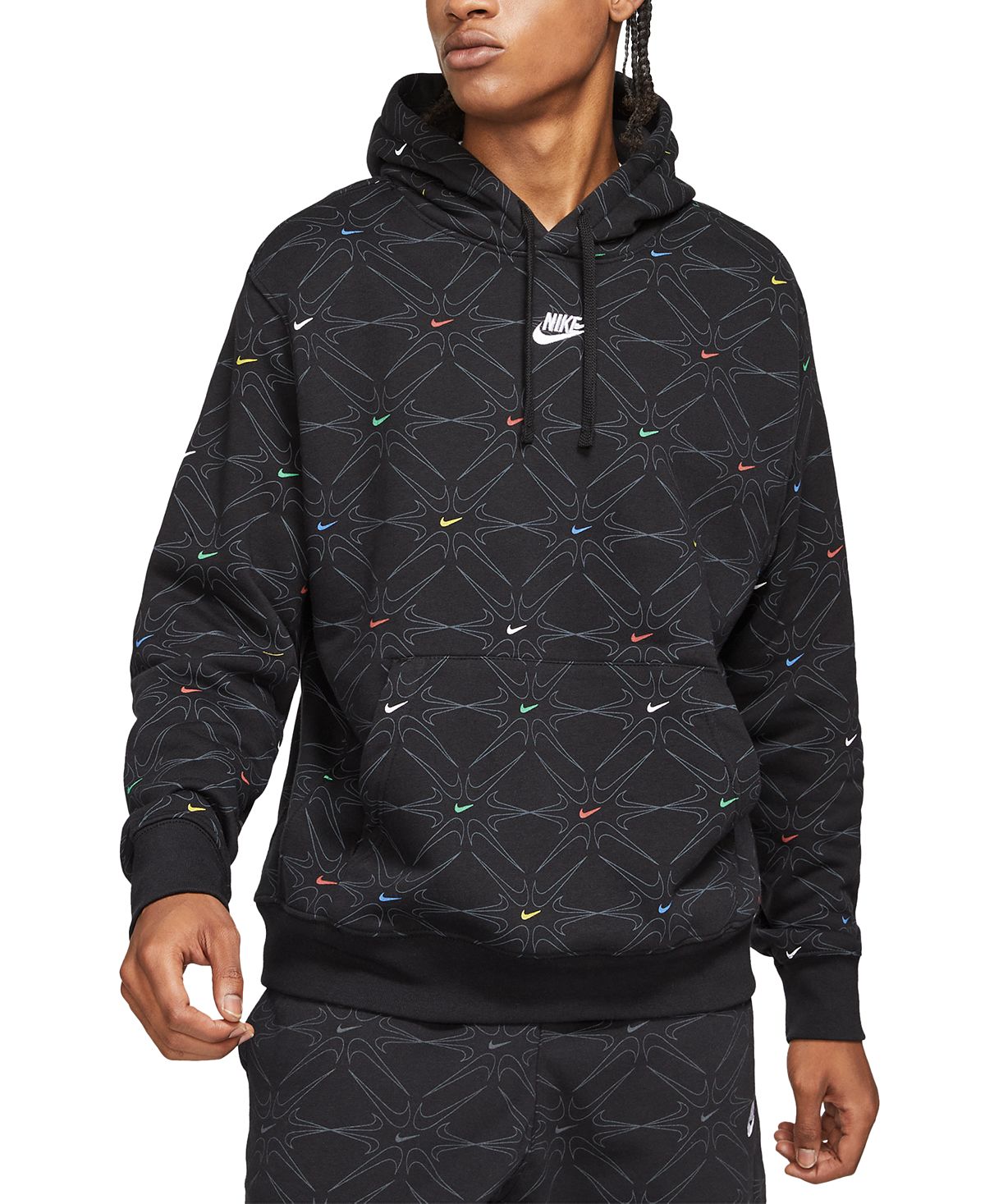 Nike Geometric Fleece Hoodie Black / Multi