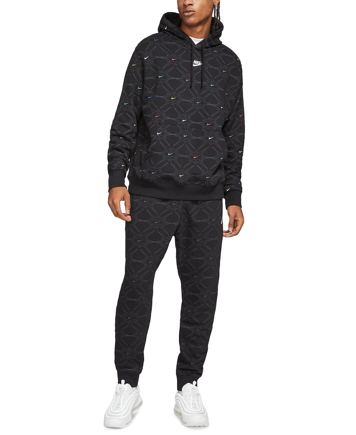 Nike Geometric Fleece Hoodie Black / Multi