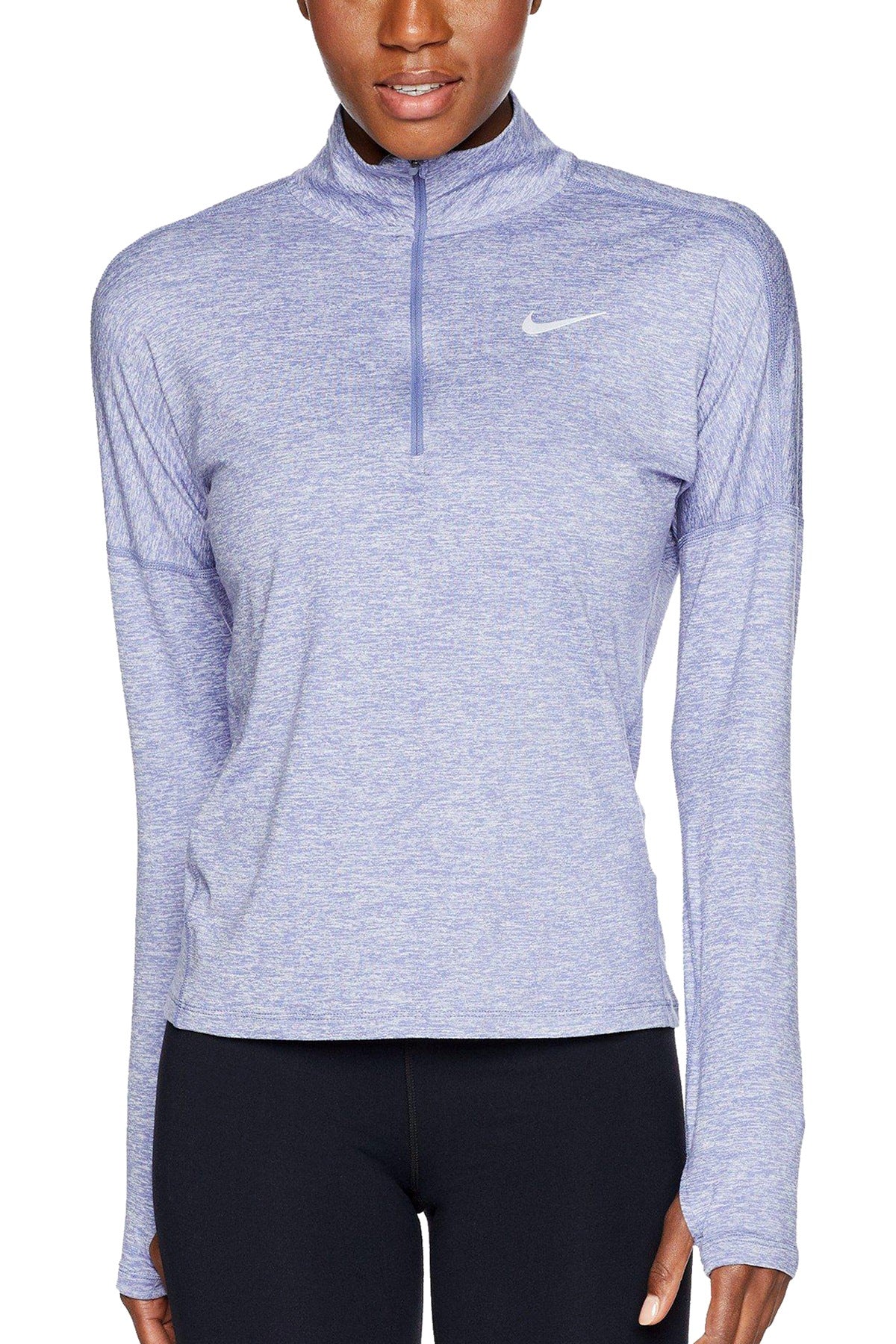 Nike Purple-Slate Heather Dry Element 1/2-Zip Running Top