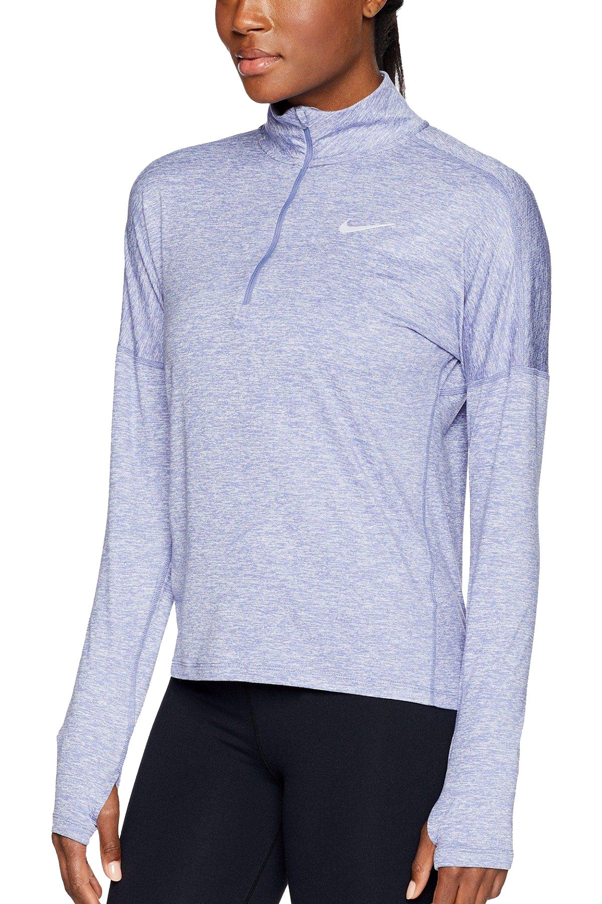 Nike Purple-Slate Heather Dry Element 1/2-Zip Running Top