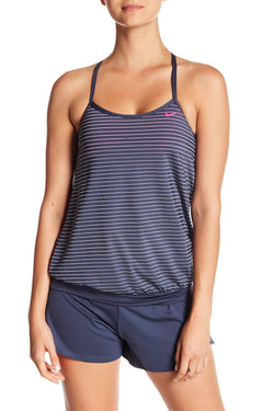 Nike Thunder Blue Multicolor-Stripes Layered Tankini Top thumbnail 1