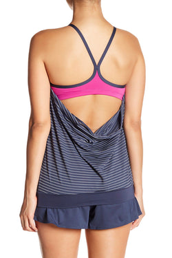Nike Thunder Blue Multicolor-Stripes Layered Tankini Top thumbnail 2