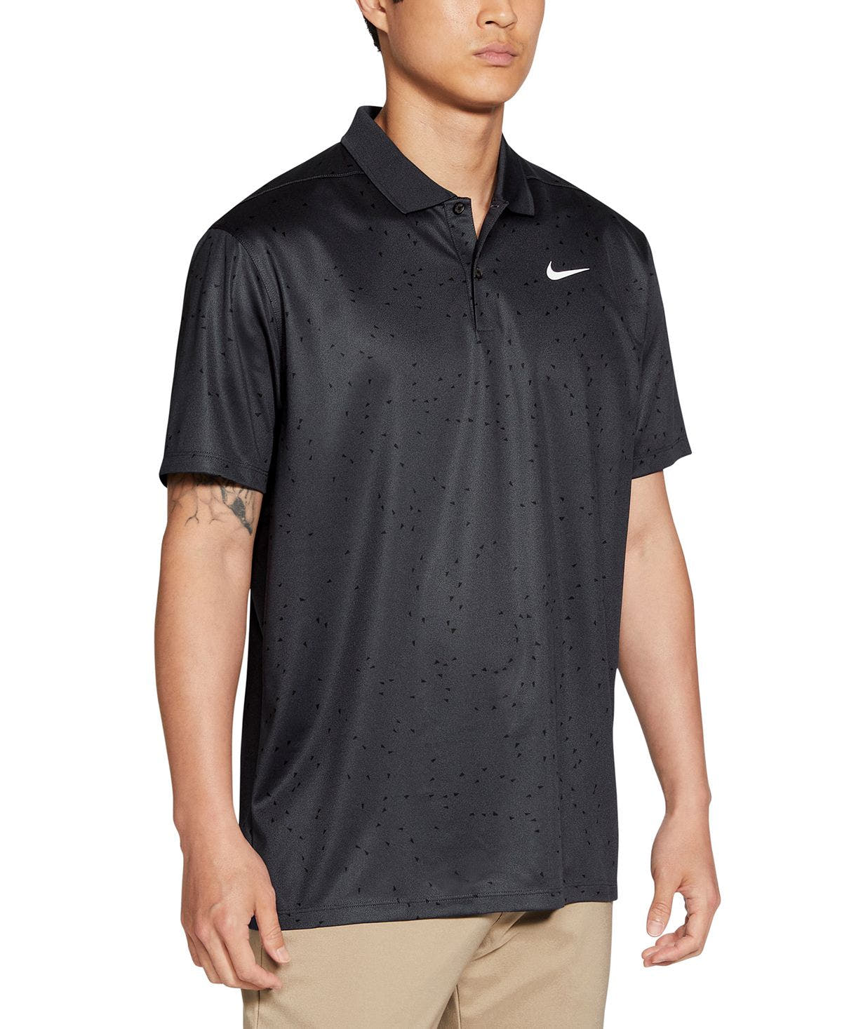 Nike Victory Dri-fit Triangle-print Golf Polo Shirt Dark Smoke Grey