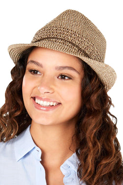 Nine West Brown Packable Sun Safe Fedora thumbnail 1