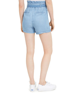Numero Chambray Cotton Paperbag-waist Shorts Lt. Chambray Wash thumbnail 2