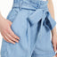 Numero Chambray Cotton Paperbag-waist Shorts Lt. Chambray Wash